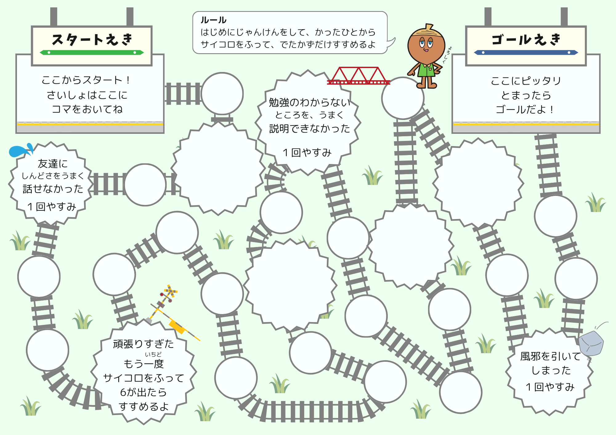 線路とマスを組み合わせて作る自分マップの作例